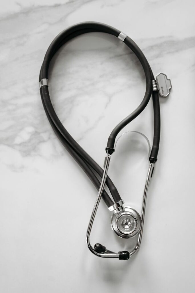 pexels photo 6753425 6753425 Professional-grade stethoscope on a white marble background, ideal for medical themes.